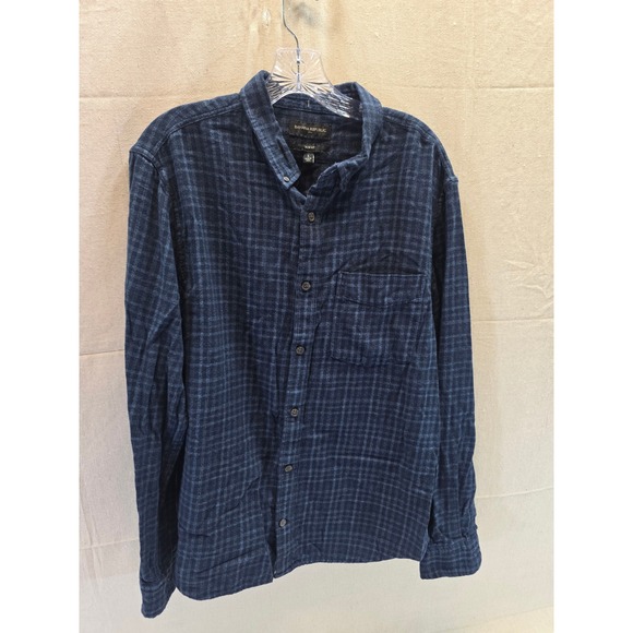 Banana Republic Other - Banana Republic Mens Slim Fit Navy Blue Plaid Flannel Button Down Shirt Large